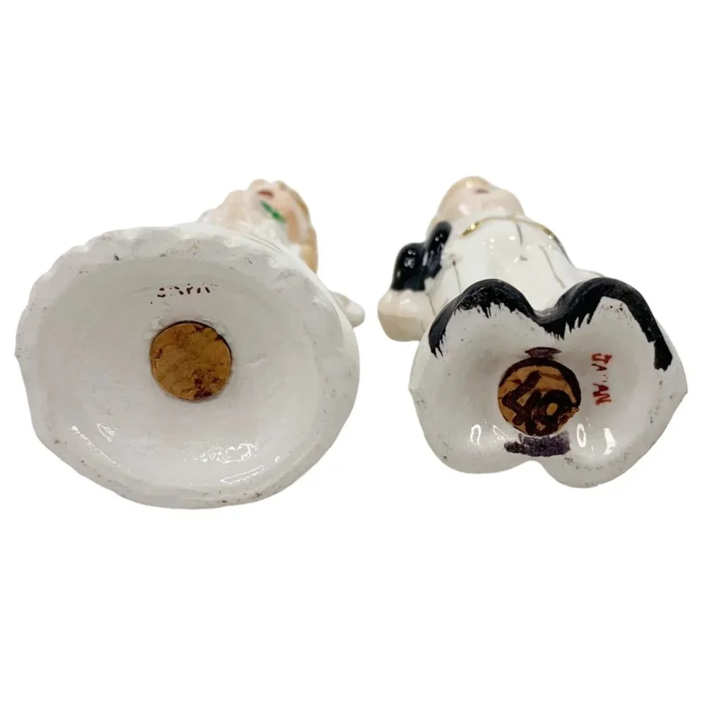 Vintage Salt Pepper Shaker Set Bride Groom Wedding Cake Topper Couple Japan MCM